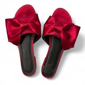 Rebecca Minkoff Red Satin Bow Mules